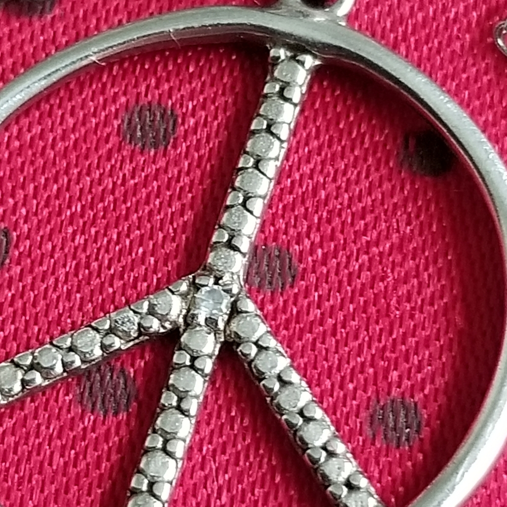 Sterling Silver & Diamond Peace Necklace - Picture 4 of 9